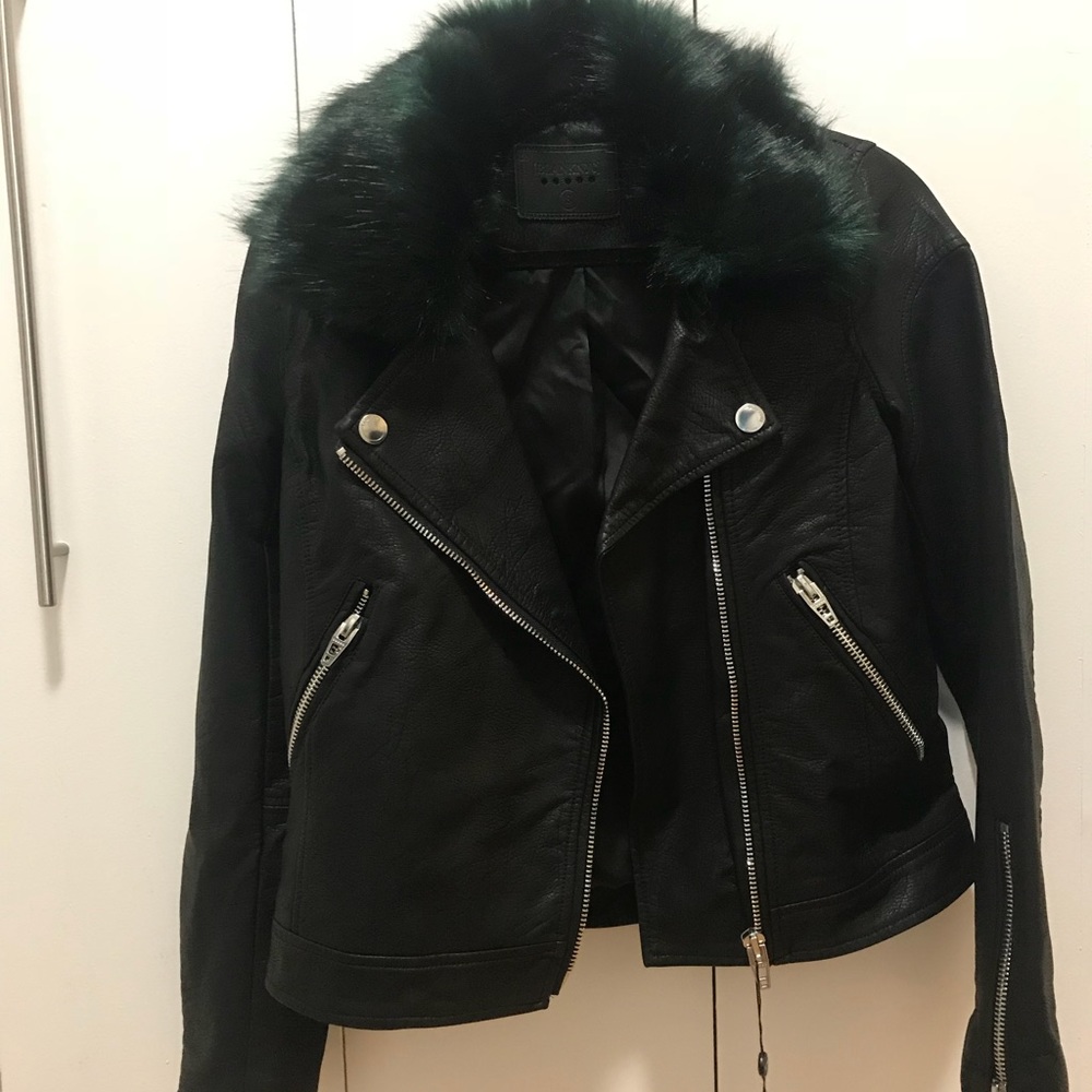 BlankNYC Faux Leather Jacket with Faux Fur